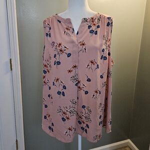 Daniel Rainn Women's Size 2x Floral Pink Sleeveless Top Shirt